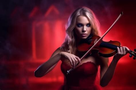 Premium Ai Image Woman Artist Playing Violin