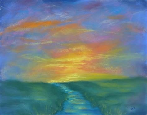 Rebecca Prough Art Abstract Pastel Sunset Painting