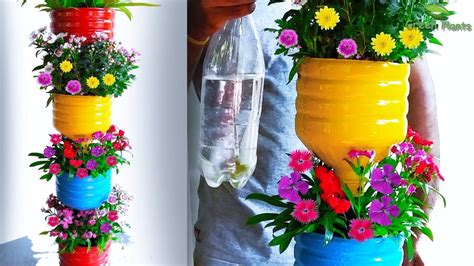 Recycle Plastic Bottles Into Beautiful Flower Garden Tower Tower