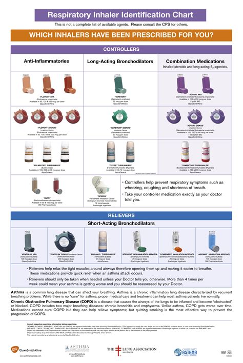A group of lung diseases characterized by limited. Respiratory Inhaler Identification Chart :British Columbia ...