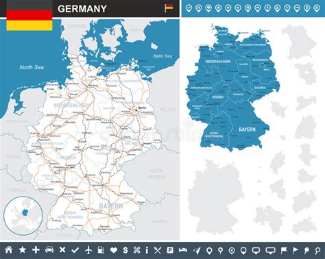 Niemcy Infographic Mapa Ilustracja Ilustracja Wektor Ilustracja