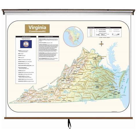 Virginia Large Shaded Relief Wall Map Shop Classroom Maps