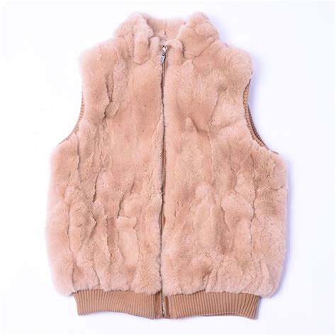 Real Winter Womans Rabbit Fur Vest Natural Leisure And Sleeveless Black Genuine Fur Leather