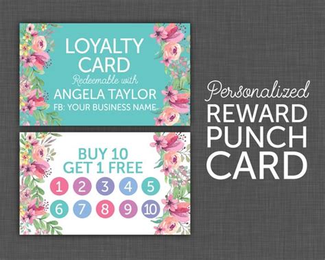 punch card card floral punch card floral business card beauty business cards business