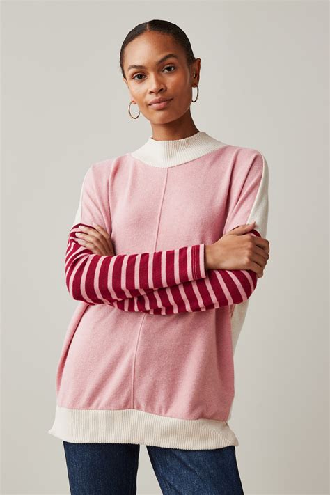 Buy Blush Pink Stripe Sleeve Next Cosy Lightweight Longline Jumper From Next Ireland