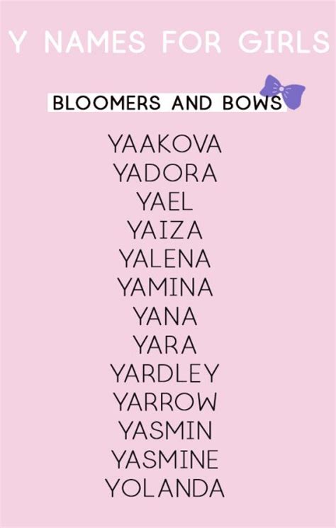 Girl Names that Start with Y | Baby Lists and More | Bloomers and Bows
