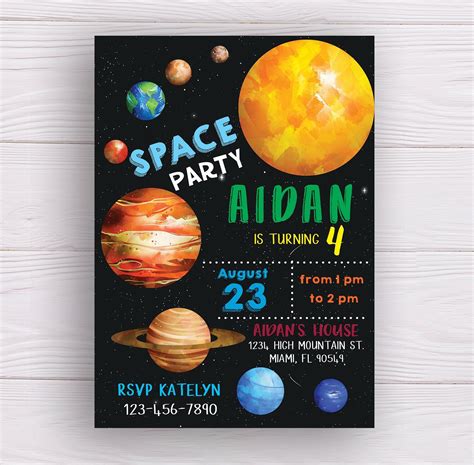 Outer Space Birthday Party Invitation Editable Astron