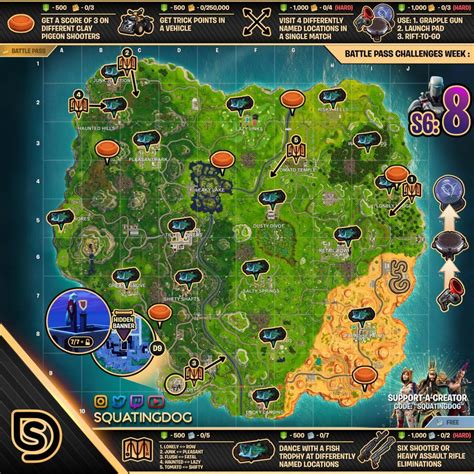 Cheat Sheet Map For Fortnite Battleroyale Season 6 Week 8 Fortnite