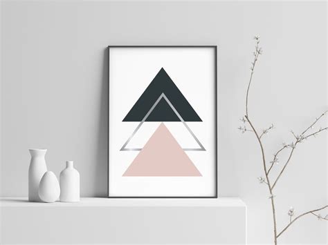 Blush Silver Multi Triangle Modern Scandinavian Print Poster 13
