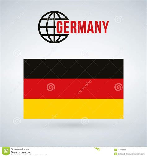 Germany Flag, Illustration Isolated On Modern Background With Shadow ...