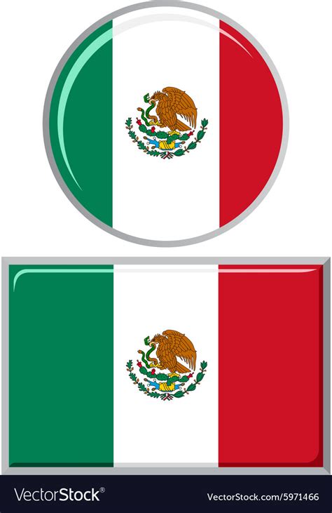 Mexican Round And Square Icon Flag Royalty Free Vector Image