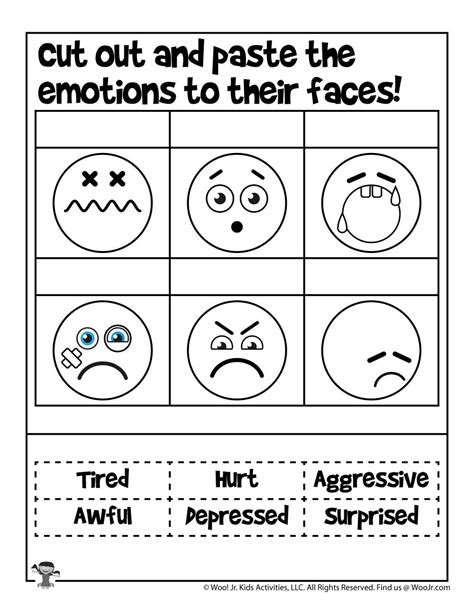 Cut And Paste Emotions Worksheets