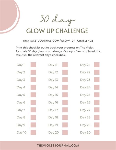 30 Day Glow Up Challenge + Free Printable - The Violet Journal