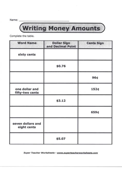 A particular amount of money charged for something. Writing Money Amounts (with Answer Key) | LoveToTeach.org