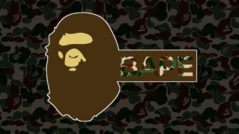 Download Brown Camouflage Bape Logo Wallpaper