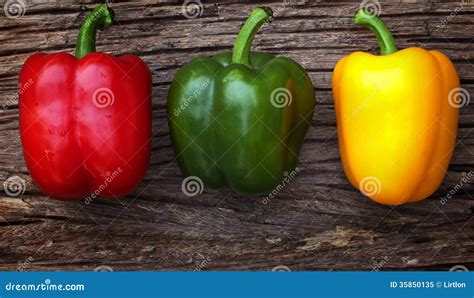 Red Yellow And Green Bell Peppers Stock Image Image Of Annuum