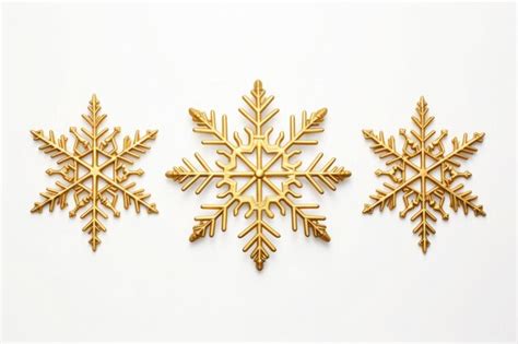 Premium Ai Image Set Of Gold Christmas Snowflakes On White Background