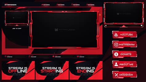 Free Twitch Overlay Template Redblack Stream Overlay Templates For
