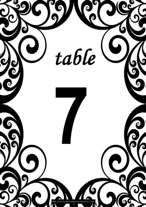 Downloadable Free Printable Table Numbers Template Printable