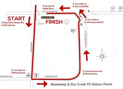 Construction Broadway And Dry Creek Road Detour Map With Directions