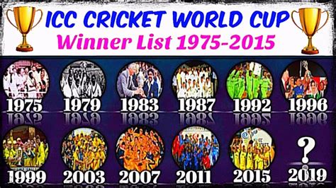 Icc Cricket World Cup Winners List From 1975 To 2015 2019 Icc World