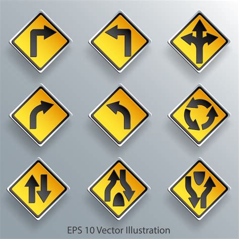 Direction Traffic Sign Premium Vector