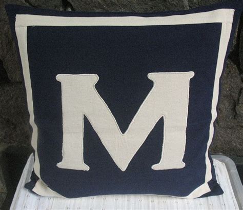 Navy Monogrammed Pillows 18 Inches Custom Order Navy Pillow With