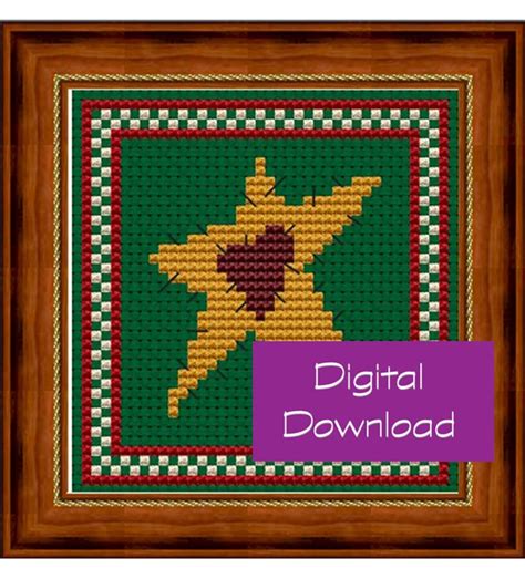 Quilted Star Pdf Counted Cross Stitch Pattern Quilt Star Etsy