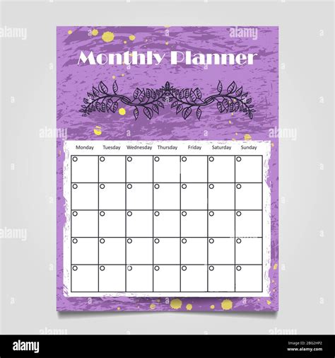 Colorful Grunge Monthly Planner Template Design Organizer Calendar