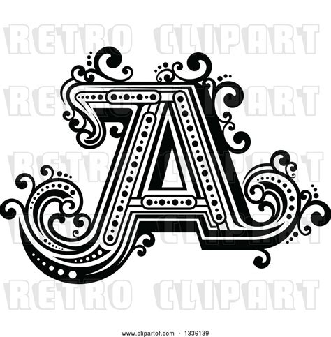 Vector Clip Art Of Retro Capital Letter A With Flourishes By Vector