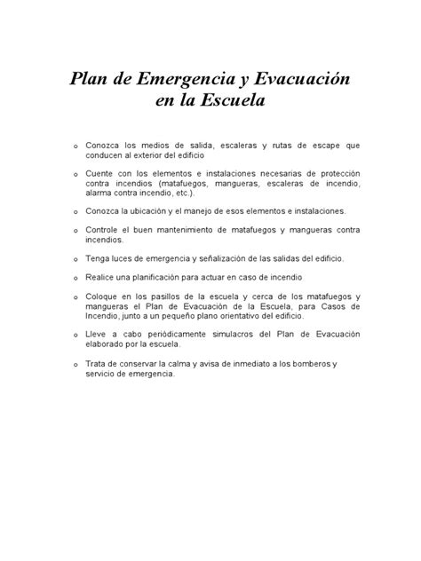 Plan De Evacuacion Ejemplo Pdf Defensa Civil Simulación