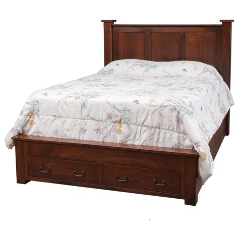 Daniels Amish Treasure Queen Pedestal Footboard Storage Bed With 2