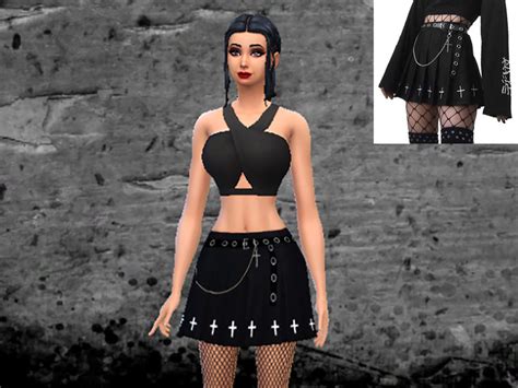 Masshysteria1342s Goth Pleated Skirt Sims 4 Clothing Sims 4 Sims 4