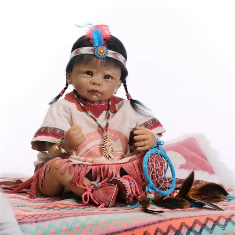 22 55cm Native American Indian Reborn Baby Doll Silicone Newborn Baby