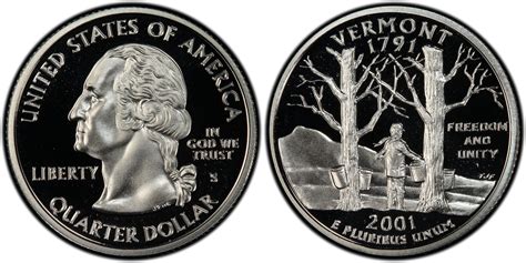 Images Of Washington 50 States Quarters 2001 S 25c Vermont Silver Dcam