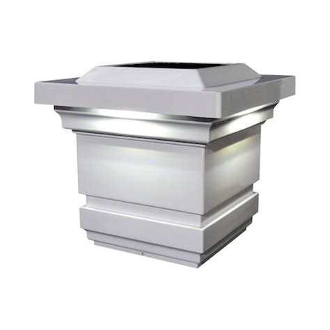 classy caps imperial 4 inch x 4 inch outdoor white cast aluminum led solar post cap the home