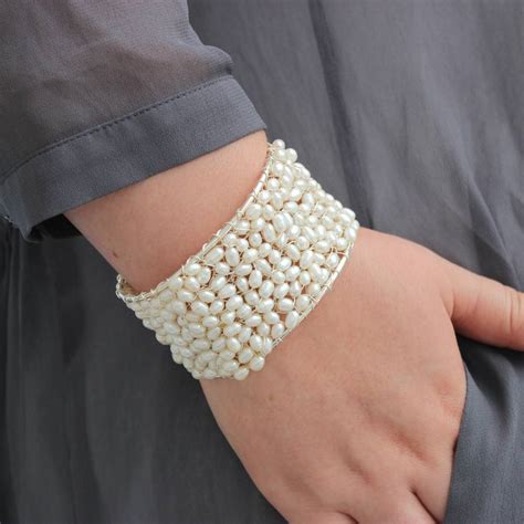 Bridal Pearl Cuff Bracelet By Bish Bosh Becca