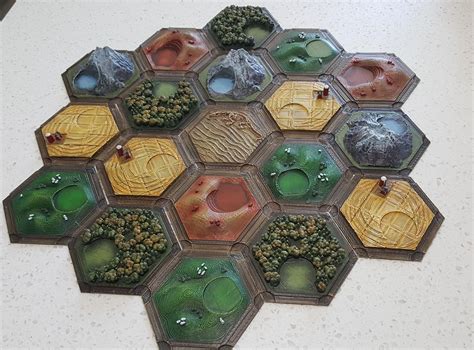 Painted A 3d Settlers Of Catan Board For A Friends Birthday Rgaming