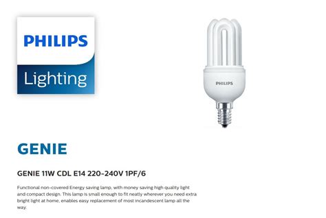 PHILIPS GENIE 11W 220 240V E14 ENERGY SAVER BULBS 2700K 6500K Kuala