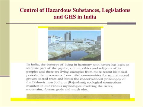 Ppt Control Of Hazardous Substances Legislations And Ghs In India