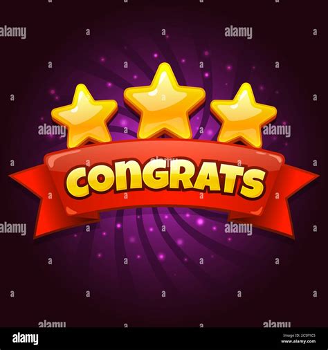 Congratulations Game Screen Golden Congrats Sign With Three Gold Stars