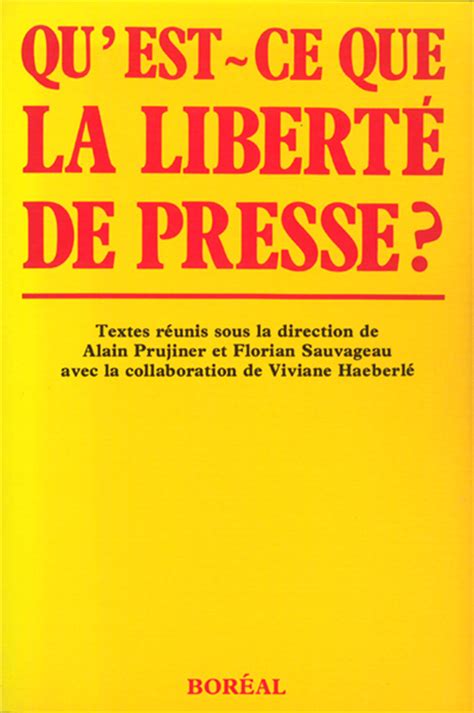 Qu'est-ce que la liberté de presse? - Livres - Catalogue — Éditions du