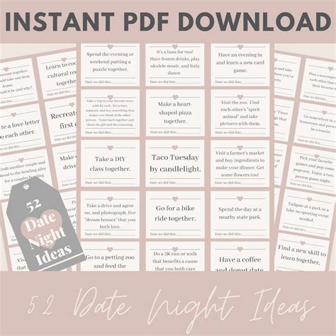 52 Date Night Ideas For A Year Of Intentional Dating Pdf Etsy