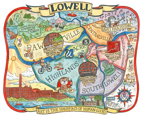 Lowell Massachusetts Neighborhood Map 11x14 Art Etsy