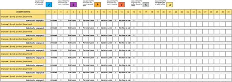 Printable Andfree Monthly Attendance Records For Employee In Excel