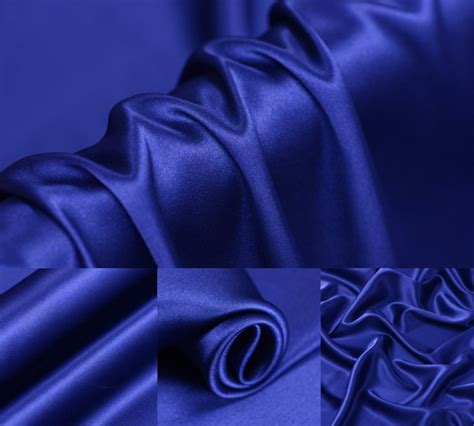 Dark Royal Blue Solid 100 Stretch Silk Satin Lining Fabric By The Yard