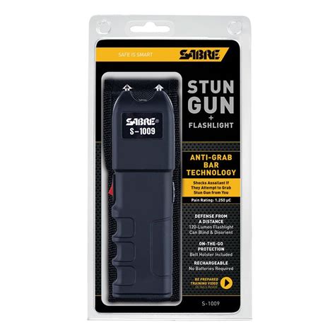 Sabre Tactical Stun Gun With Led Flashlight And Anti Grab Technology