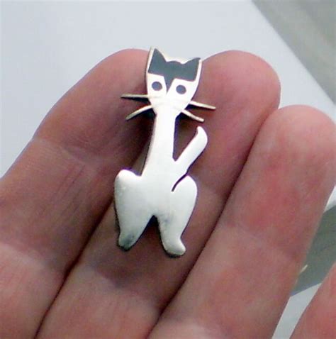 Estate Vintage Sitting Cat Taxco Mexico Sterling Silver