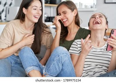 Three Best Friends Laughing Much Stock Photo Shutterstock