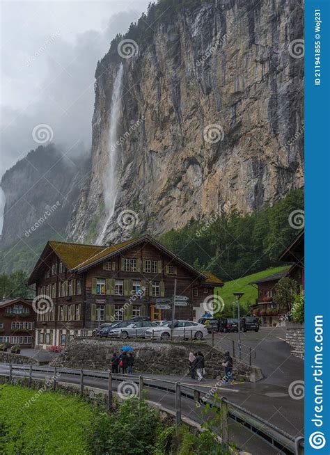Murren Switzerland August 13 2019 View Of Lauterbrunnen Waterfall
